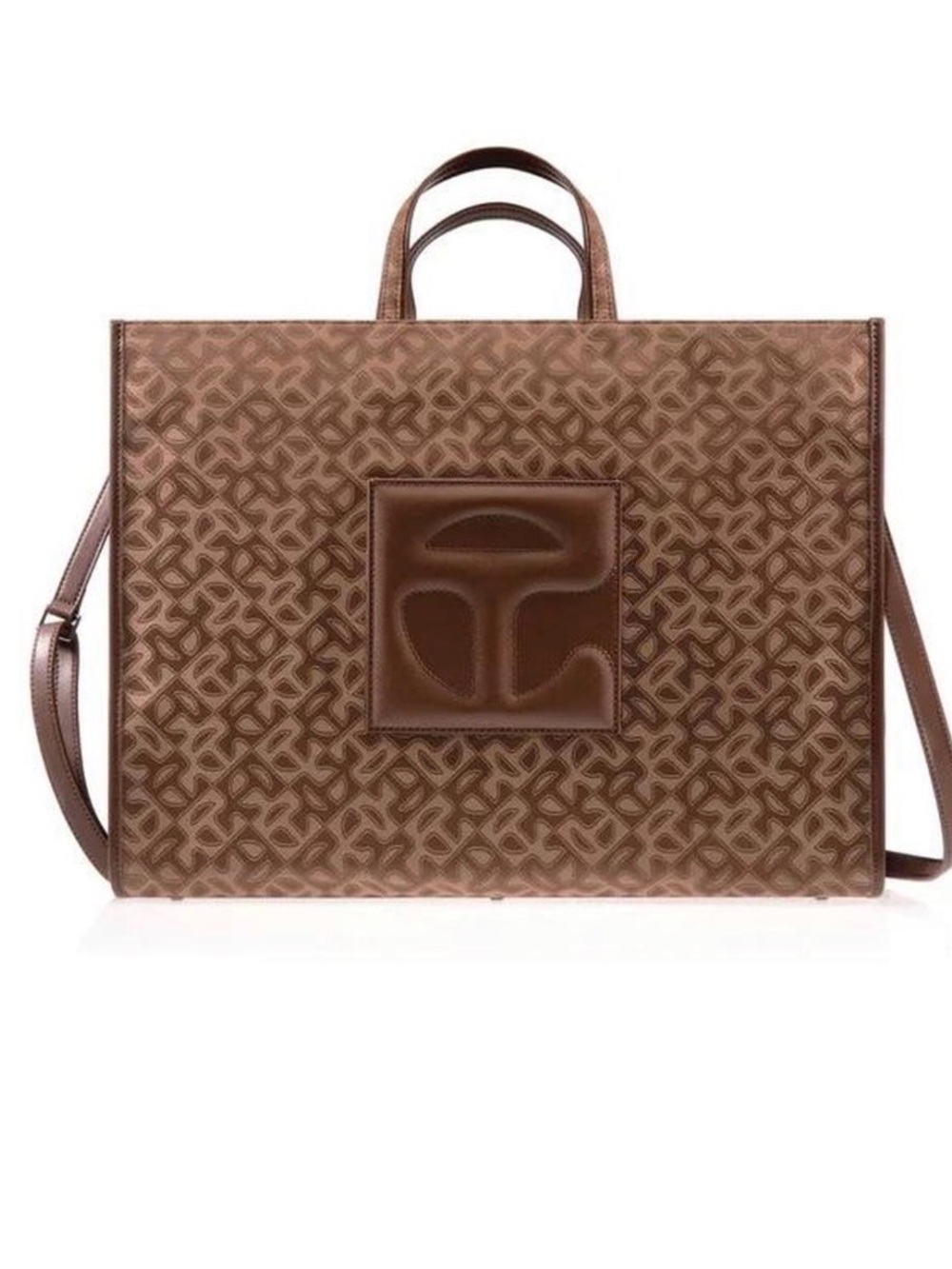 Telfar Brown Monogram Laptop Tote